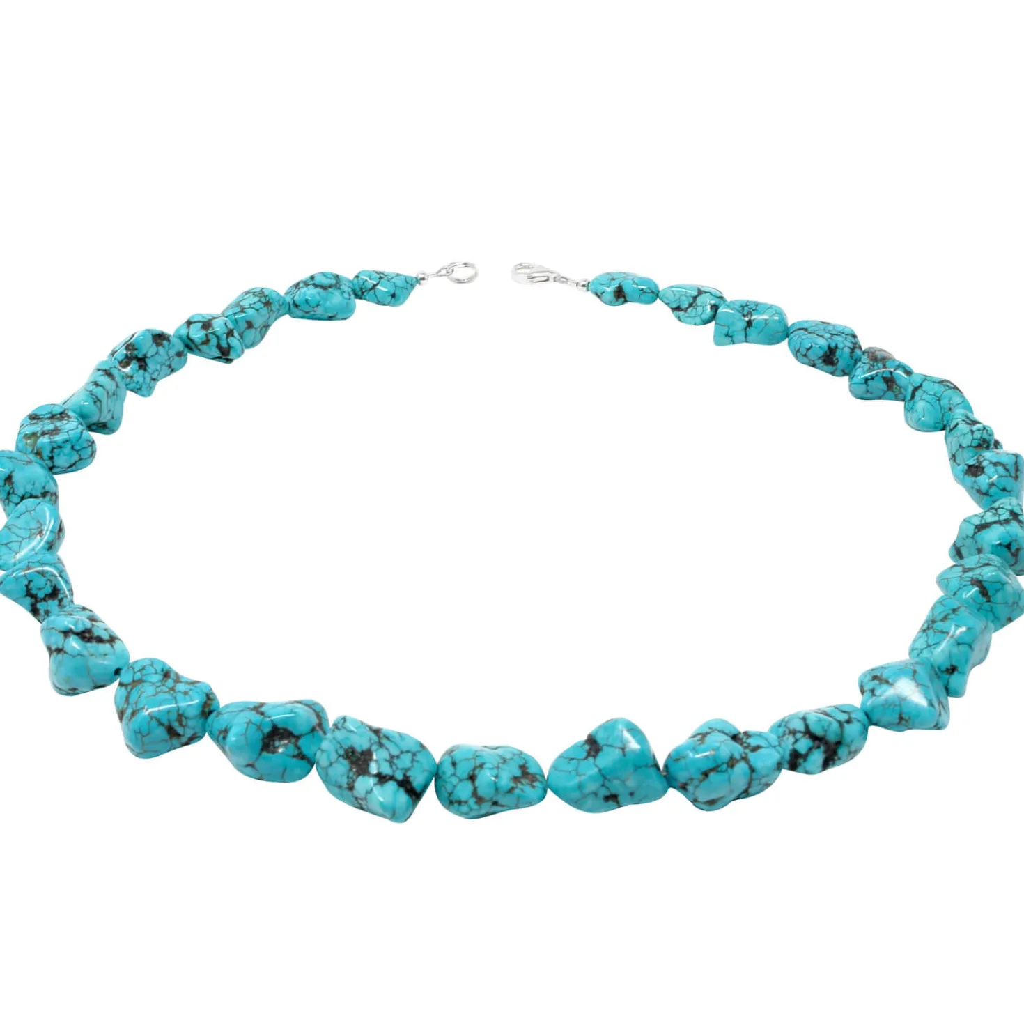 Halskette Kette Collier Türkis-Howlith 925 Silber Halsschmuck Natursteine 50cm