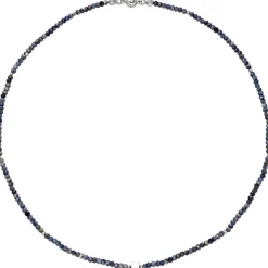 Halskette Kette mit Safir-Rondell und Hämatin 43cm Edelsteinkette blau-violett