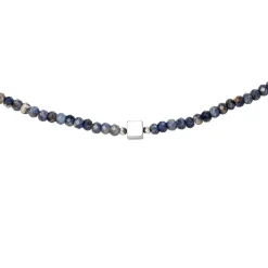 Halskette Kette mit Safir-Rondell und Hämatin 43cm Edelsteinkette blau-violett