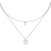 Halskette mit 2 Anhänger Blume 925 Silber 5 Zirkonia 44cm Collier 2-reihig
