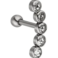 Helix-Piercing Bogen aus Edelstahl mit 5 Zirkonia weiß Ohrschmuck Körperschmuck