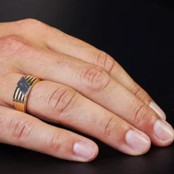 Herrenring aus 585 Gold Gelbgold und 585 Weißgold Ring für Männer