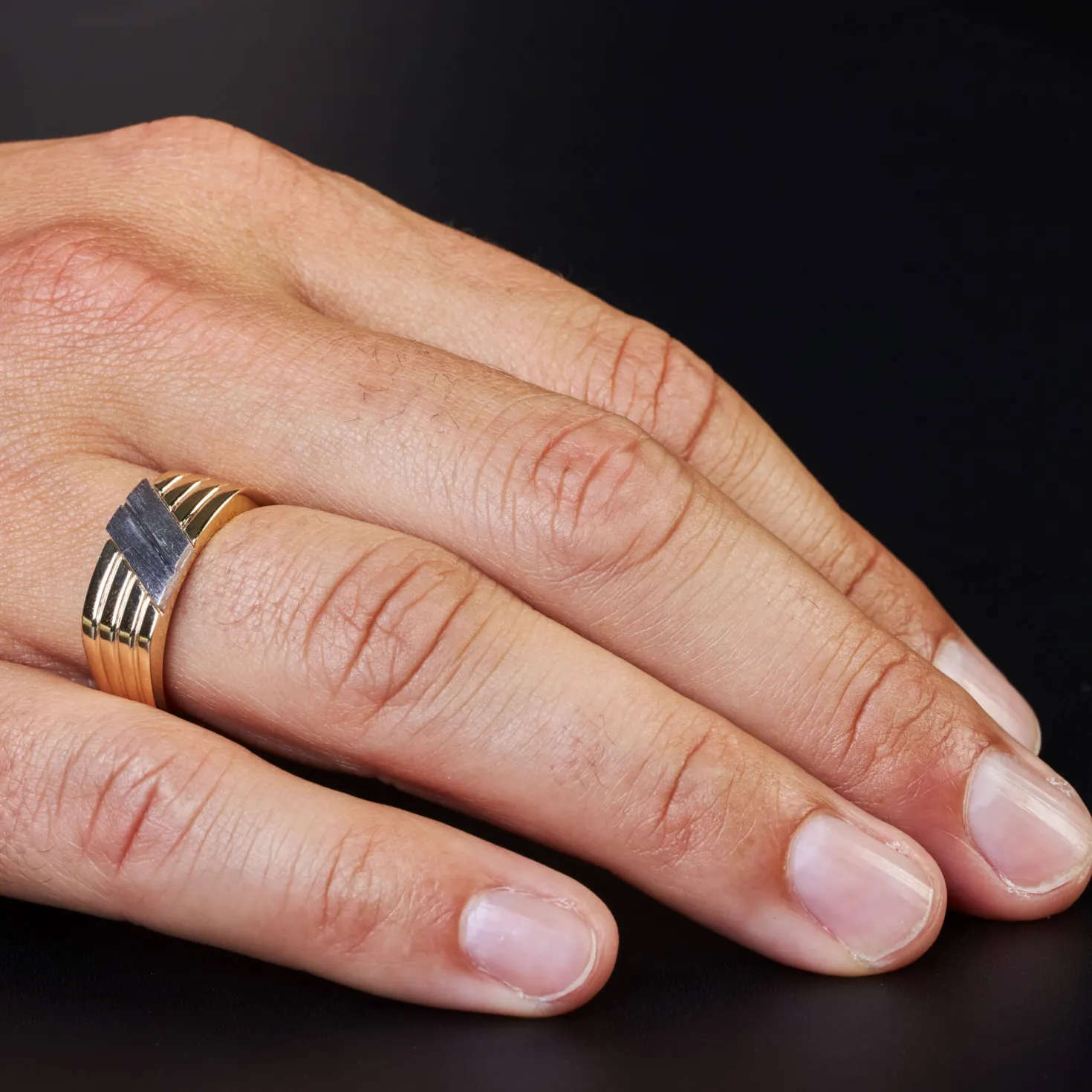 Herrenring aus 585 Gold Gelbgold und 585 Weißgold Ring für Männer
