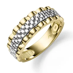 Herrenring aus 585 Gold Gelbgold Weißgold Ring für Männer strukturiert