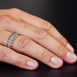 Herrenring aus 585 Gold Gelbgold Weißgold Ring für Männer strukturiert