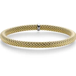 Himbeer-Armband Armreif Armschmuck elastisch 5mm 750 Gold Gelbgold für Damen