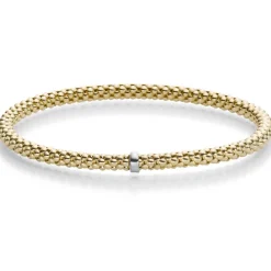 Himbeer-Armband Armreif Armschmuck elastisch 4mm 750 Gold Gelbgold stretch