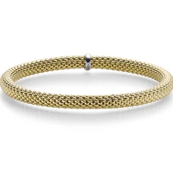 Himbeer-Armband Armreif Armschmuck elastisch 5mm 585 Gold Gelbgold für Damen