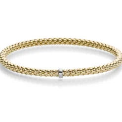 Himbeer-Armband Armreif Armschmuck elastisch 4mm 585 Gold Gelbgold stretch
