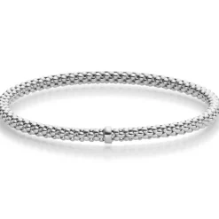 Himbeer-Armband Armreif Armschmuck elastisch 4mm 585 Gold Weißgold stretch