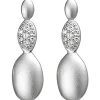 Hängerstecker Ohrstecker aus 925 Silber matt mit 14 Zirkonia Ohrringe Ohrschmuck