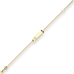 Id-Armband Rund-Ankerkette Schildband, Engel aus 750 Gold Gelbgold 14cm
