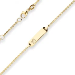 Id-Armband Rund-Ankerkette Schildband, Engel aus 750 Gold Gelbgold 14cm
