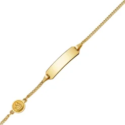 Identbändchen Armband Armkette mit Engel 585 Gelbgold, 14cm, Kinder