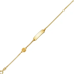 Identbändchen Armband Armkette mit Engel 585 Gelbgold, 14cm, Kinder