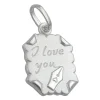 I Love You - Anhänger 22x15mm Brief mit Gravurplatte aus 925 Silber mattiert