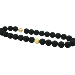 Kette aus italienischer Lava & 925 Silber vergoldet, asymmetrisch, Magnet