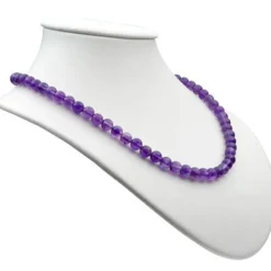 Kette Collier aus Amethyst & 925 Silber, violette Halskette Damen