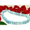 Kette Collier aus echtem Aquamarin, Linsen glatt, hellblau, 48cm