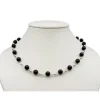 Kette Collier aus echtem Onyx schwarz klassisch Onyxkette Halsschmuck Damen