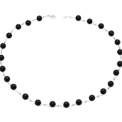 Kette Collier aus echtem Onyx schwarz klassisch Onyxkette Halsschmuck Damen