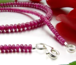 Kette Collier aus echtem Rubin & 925 Silber Edelsteinkette rot Rubinkette