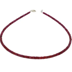 Kette Collier aus echtem Rubin & 925 Silber Edelsteinkette rot Rubinkette