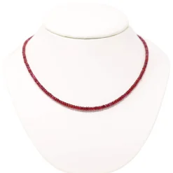 Kette Collier aus echtem Rubin & 925 Silber Edelsteinkette rot Rubinkette