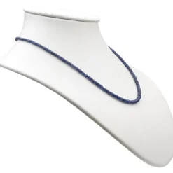 Kette Collier aus echtem Saphir & 925 Silber Edelsteinkette blau dunkelblau