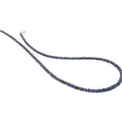 Kette Collier aus echtem Saphir & 925 Silber Edelsteinkette blau dunkelblau