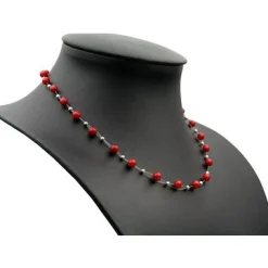 Kette Collier aus echter Koralle rot Korallenkette Halskette Halscollier Damen