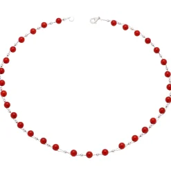Kette Collier aus echter Koralle rot Korallenkette Halskette Halscollier Damen