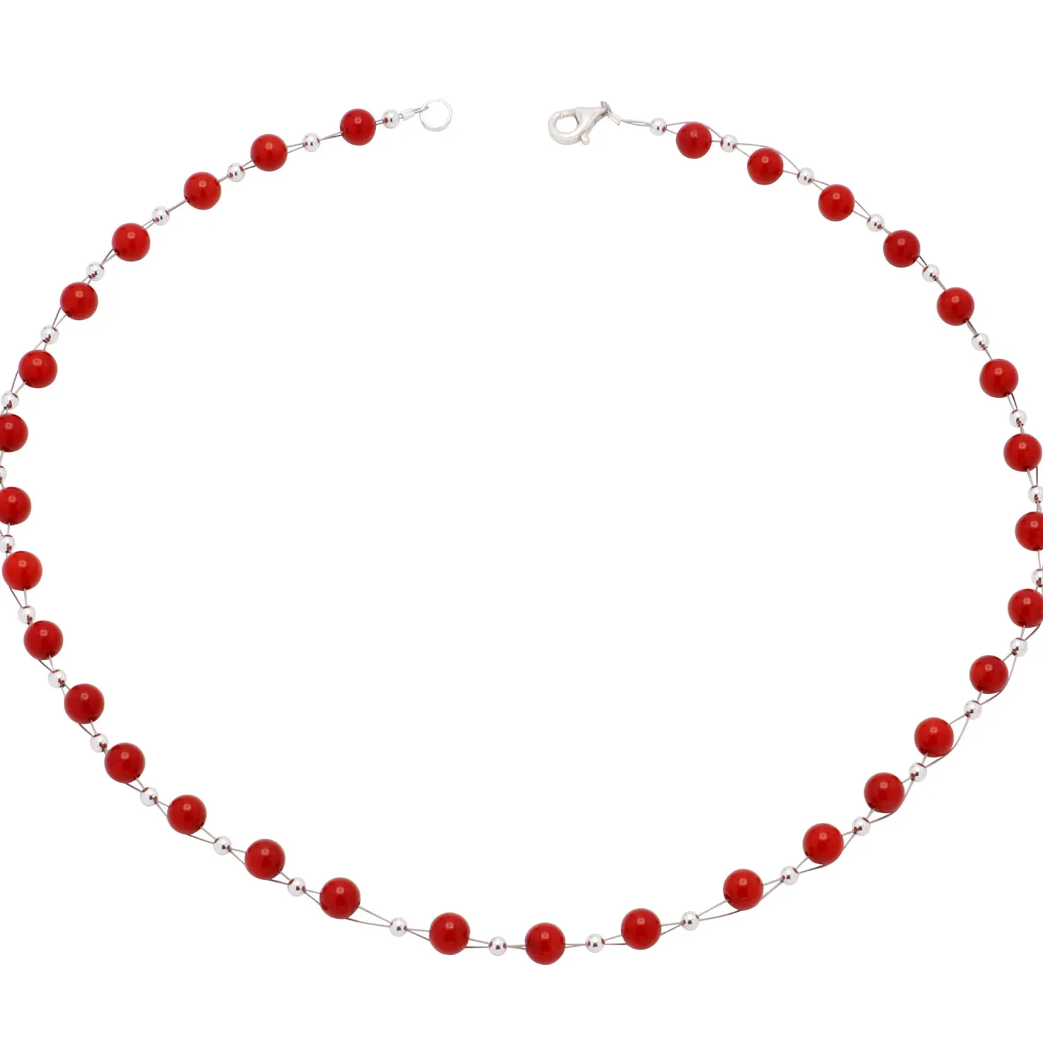 Kette Collier aus echter Koralle rot Korallenkette Halskette Halscollier Damen