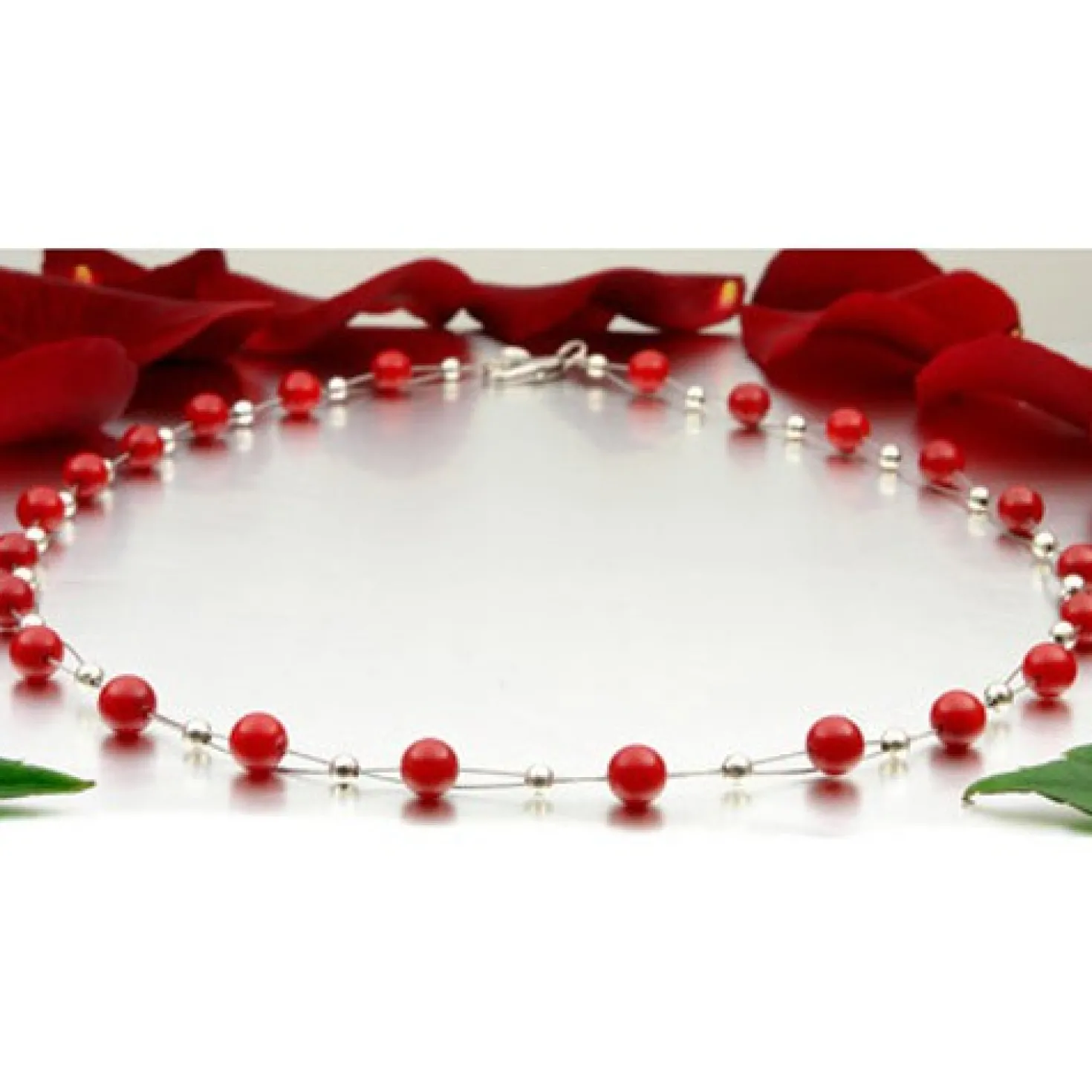Kette Collier aus echter Koralle rot Korallenkette Halskette Halscollier Damen