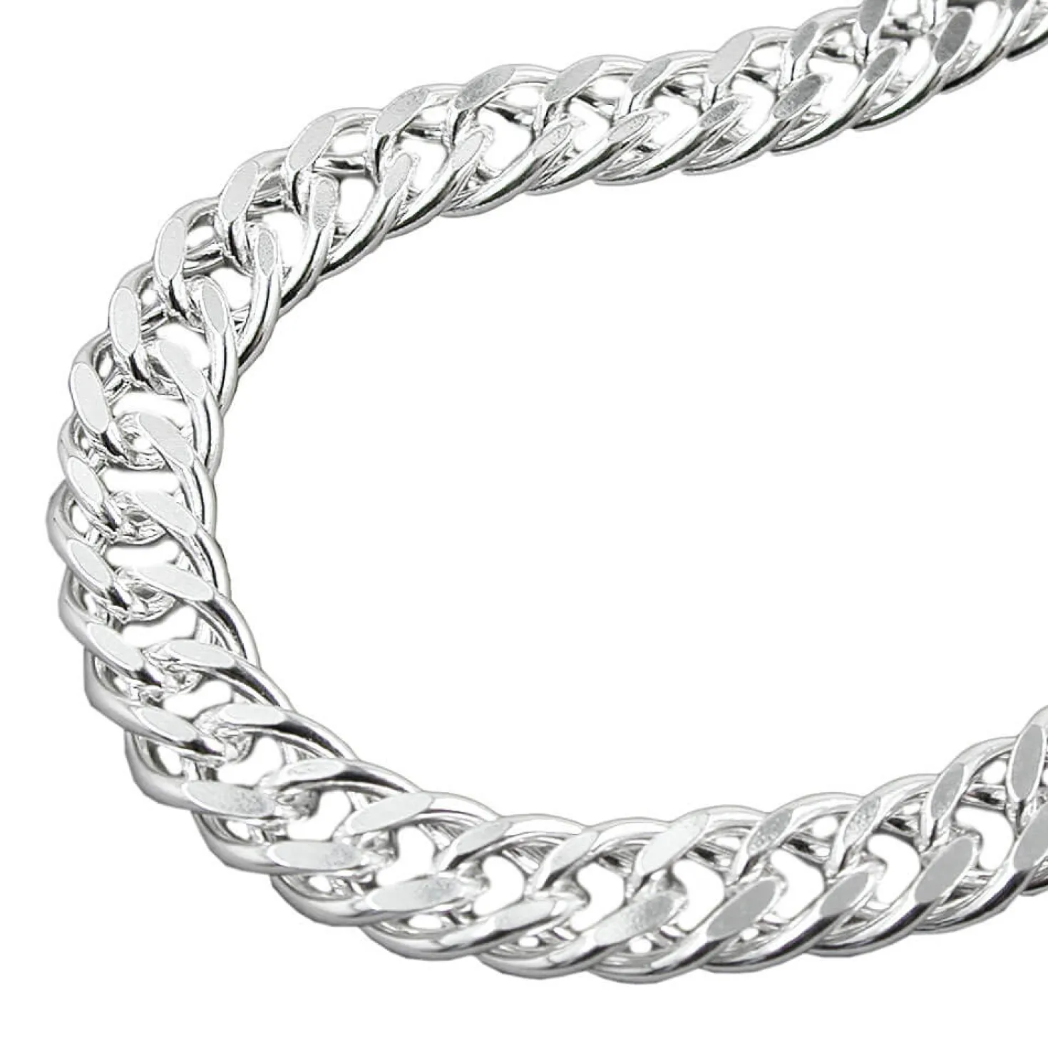 Kette Collier aus 925 Echt Silber, Doppelpanzer Silberkette, 50cm
