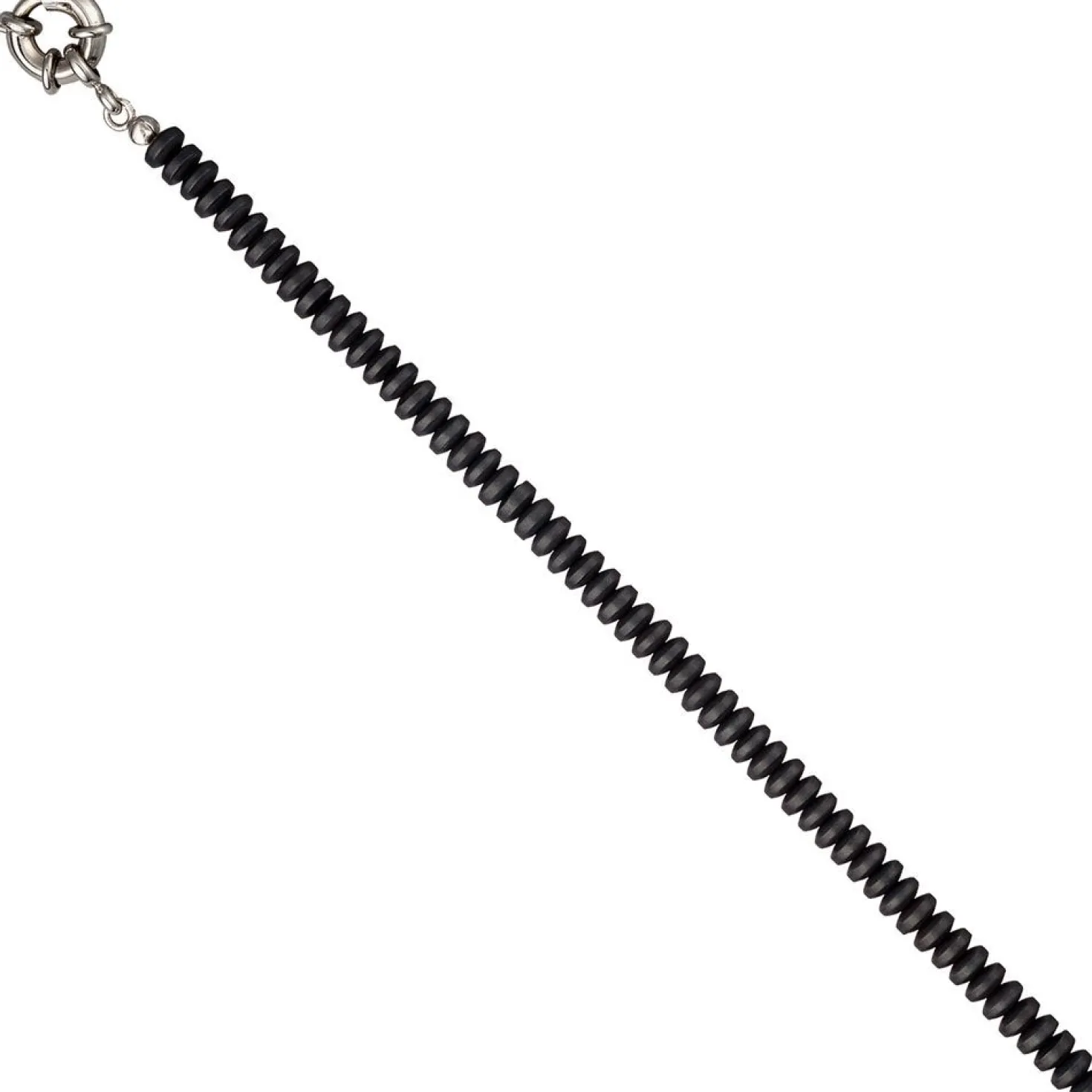 Kette Collier aus Hämatin Linsen grau matt, 45cm Edelsteinkette Halskette