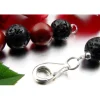 Kette Collier aus Koralle & Lava & 925 Silber, schwarz braun-rot