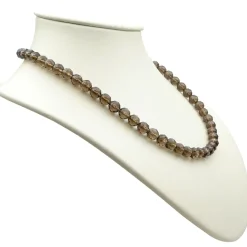 Kette Collier aus Rauchquarz braun facettiert Edelsteinkette Halskette Damen