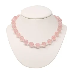 Kette Collier aus Rosenquarz Kugelkette Edelsteine zart rose 925 Silber 48cm