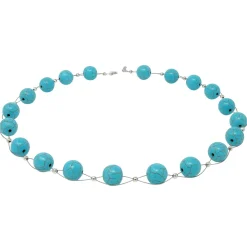 Kette Collier aus Türkis-Howlith Ø12mm 48cm Türkiskette Halskette Damen