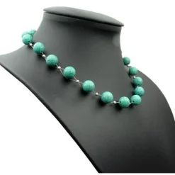 Kette Collier aus Türkis-Howlith Ø12mm 48cm Türkiskette Halskette Damen