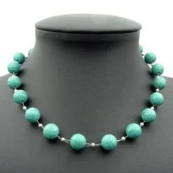 Kette Collier aus Türkis-Howlith Ø12mm 48cm Türkiskette Halskette Damen