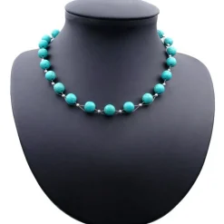 Kette Collier aus Türkis-Howlith, Ø10mm, Länge 48cm