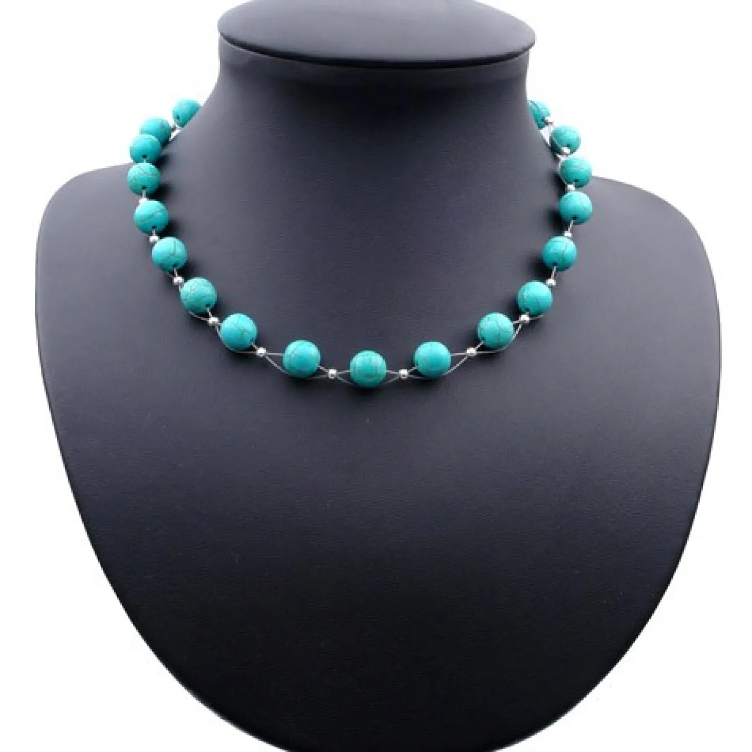 Kette Collier aus Türkis-Howlith, Ø10mm, Länge 48cm