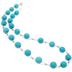 Kette Collier aus Türkis-Howlith, Ø10mm, Länge 48cm