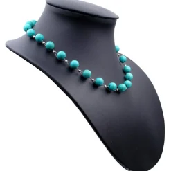 Kette Collier aus Türkis-Howlith, Ø10mm, Länge 48cm