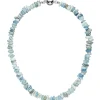 Kette Collier Halskette Aquamarin hellblau blau Edelsteinkette Halsschmuck 45cm