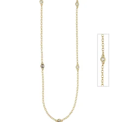 Kette Collier Halskette aus 925 Silber vergoldet mit 7 Zirkonia weiß 42-47cm