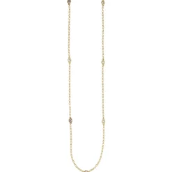 Kette Collier Halskette aus 925 Silber vergoldet mit 7 Zirkonia weiß 42-47cm
