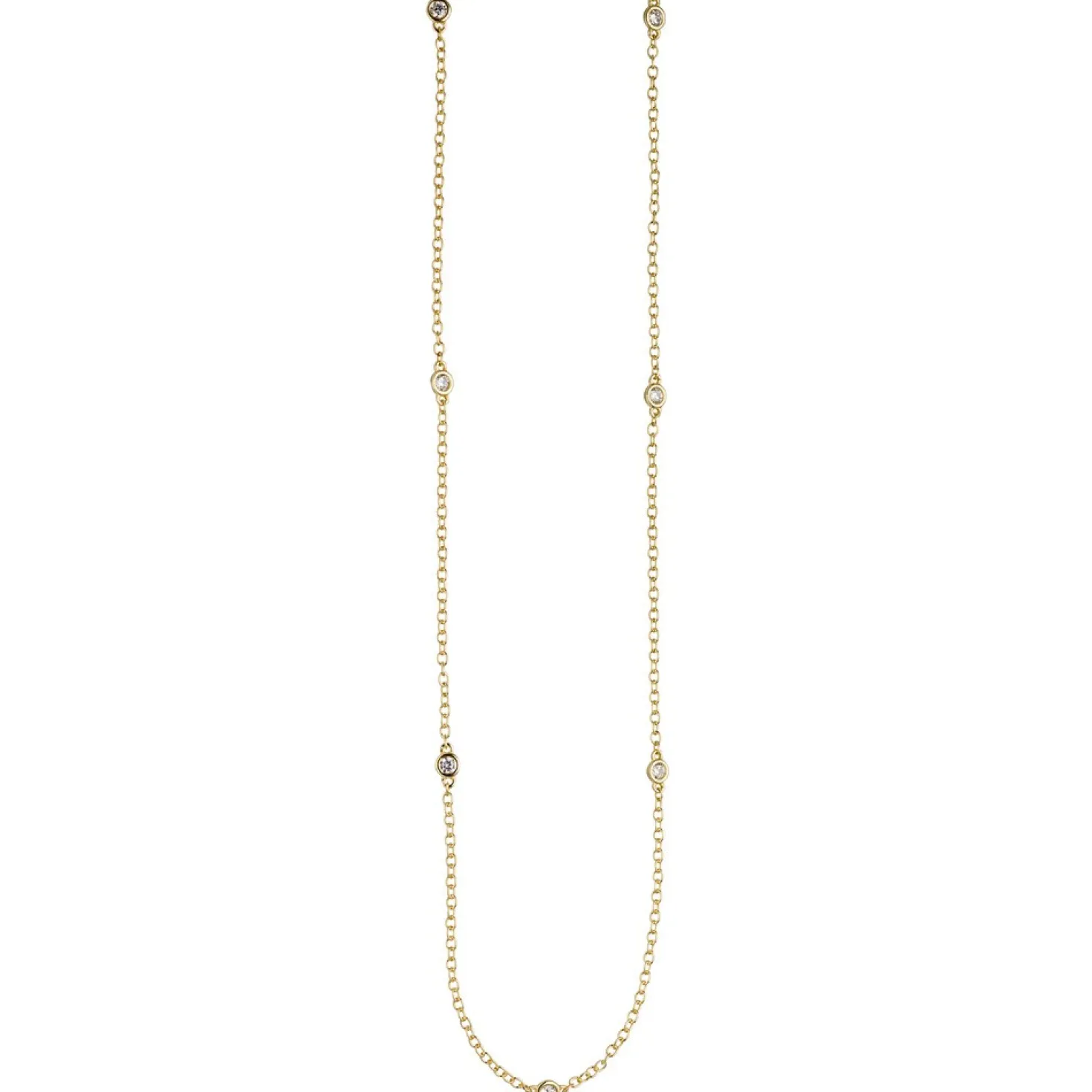 Kette Collier Halskette aus 925 Silber vergoldet mit 7 Zirkonia weiß 42-47cm